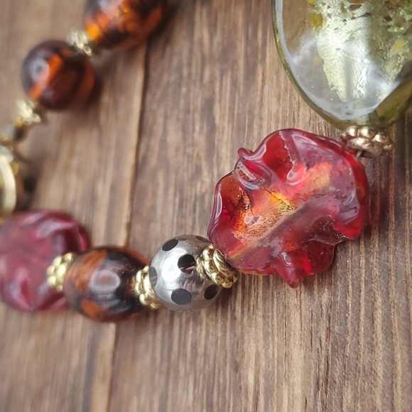Fall harvest Hand-blown artisan glass bracelet‎ toggle closure B1919 - Picture 4 of 6